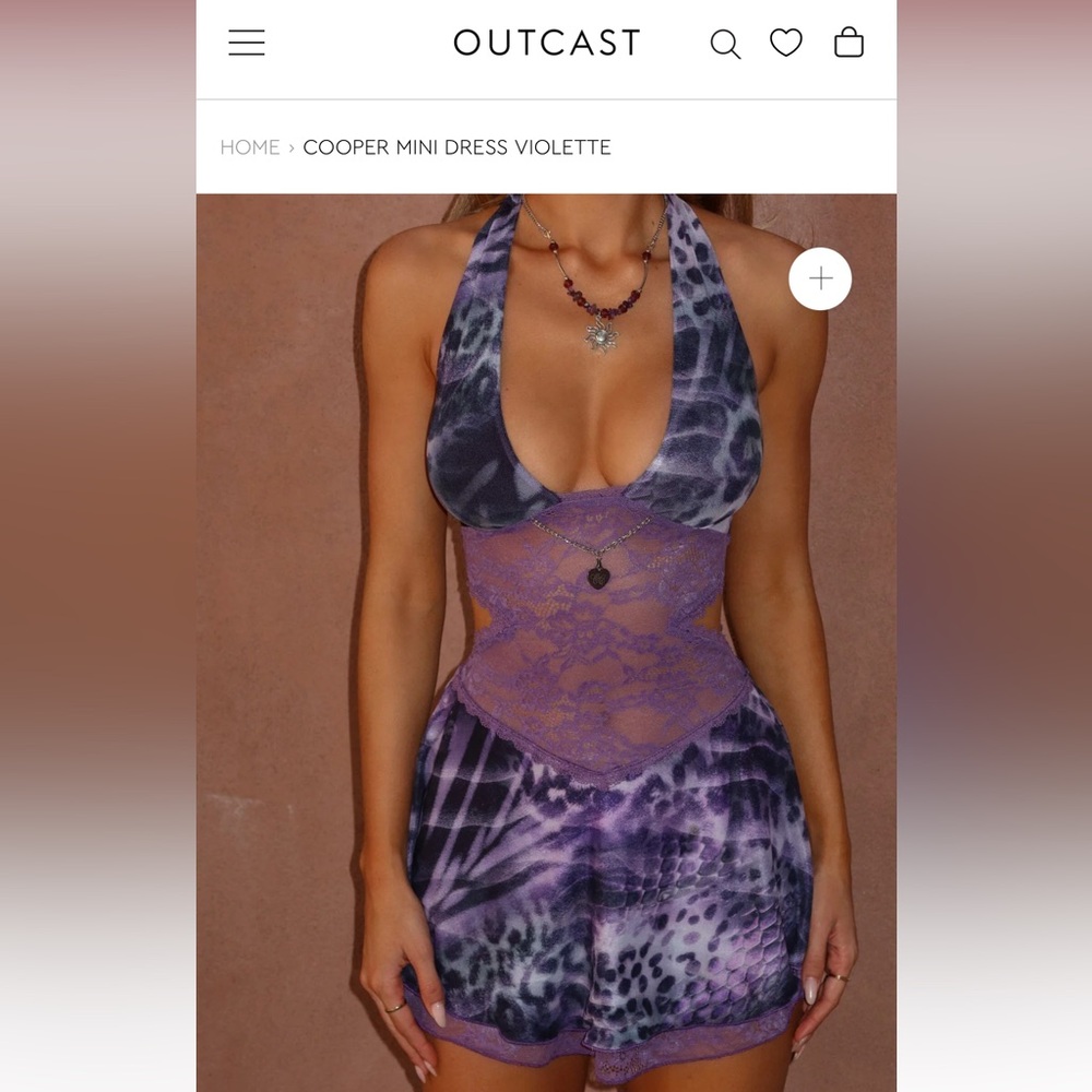Outcast Cooper Mini Dress in Purple and Black